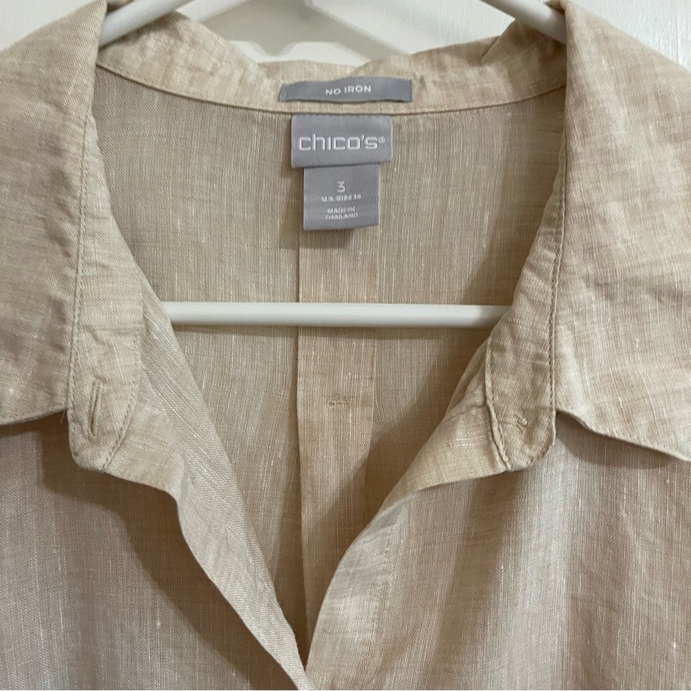 Chico's Light Tan Linen Shirt Size XL - Picture 2 of 8